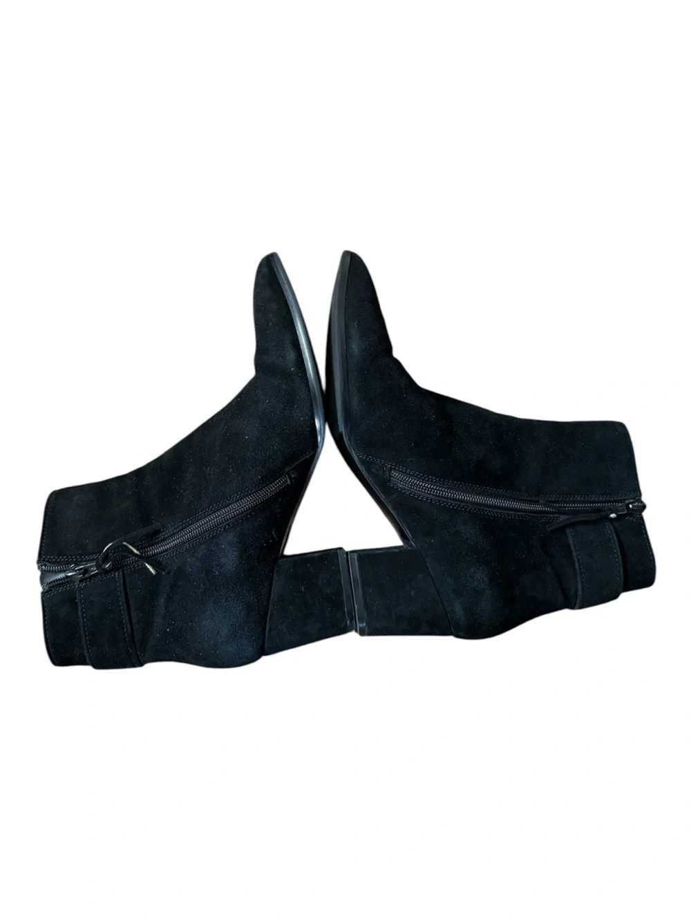 Vaneli Black Suede Pointed Ankle Booties